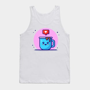 Cute Coffee With Love Sign Cartoon Vector Icon Illustration Tank Top